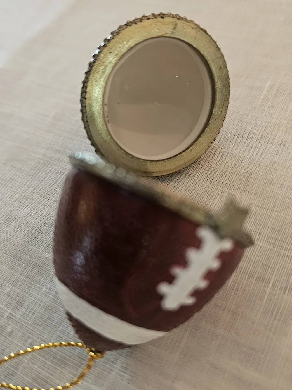 Football Hinged Trinket Box Christmas Ornament – Porcelain Sport Keepsake